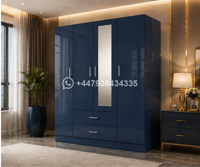 4 Door Wardrobe – Wardrobe with 1 Mirrors – Stylish 4 Door Wardrobe With Two Drawers - Image 4