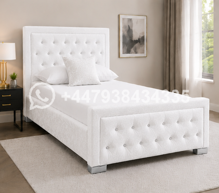 Hilton Single Bed – Luxury Modern Bedroom Bed – Premium Upholstered Headboard Bed