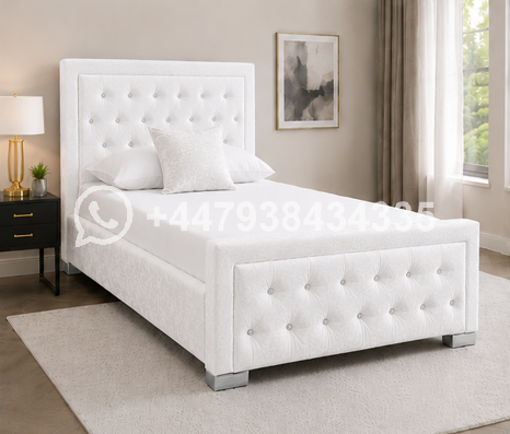 Hilton Single Bed – Luxury Modern Bedroom Bed – Premium Upholstered Headboard Bed