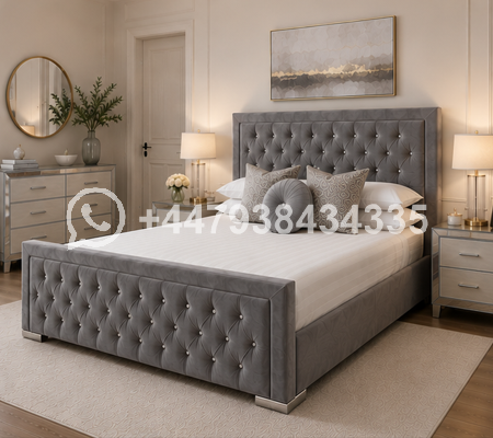 King Size Bed – Hilton King Size Bed – Grey Stylish Large Bedroom Bed