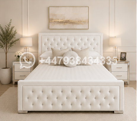 King Size Bed Frame – Modern Luxury Bedroom Style – Hilton King Size Bed – White Premium Soft Cushion Bed - Image 2