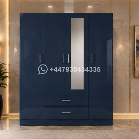 4 Door Wardrobe – Wardrobe with 1 Mirrors – Stylish 4 Door Wardrobe With Two Drawers
