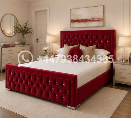 Double Bed Frame – Hilton Double Bed – Contemporary Fabric Upholstered Bed