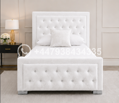 Hilton Single Bed – Luxury Modern Bedroom Bed – Premium Upholstered Headboard Bed - Image 2