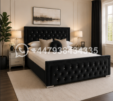 Hilton King Size Bed – Black Stylish Upholstered Bed – Hilton Bed - Image 3