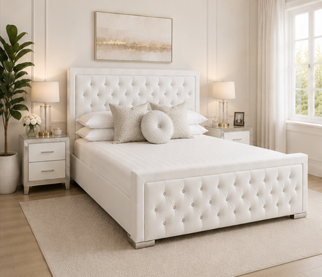 King Size Bed Frame – Modern Luxury Bedroom Style – Hilton King Size Bed – White Premium Soft Cushion Bed - Image 3
