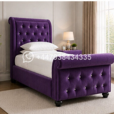 Modern Sleigh King Size Bed – Stylish Curved Frame