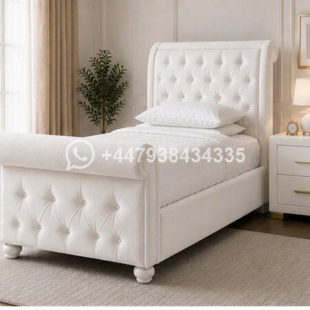 Sleigh Single Bed with Headboard & Footboard