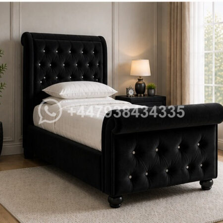 Luxury Upholstered Sleigh Single Bed