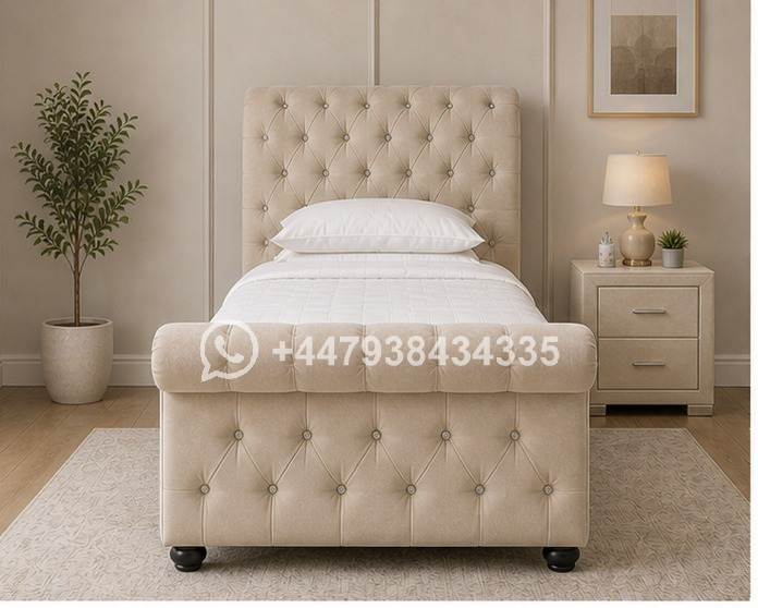 Sleigh Single Bed Frame – Classic Bedroom Design - Image 4