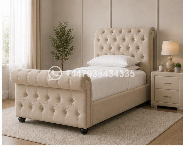 Sleigh Single Bed Frame – Classic Bedroom Design - Image 3