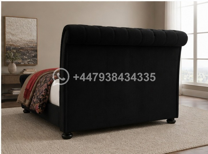 Luxury Sleigh Double Bed with Upholstered Finish - Image 3