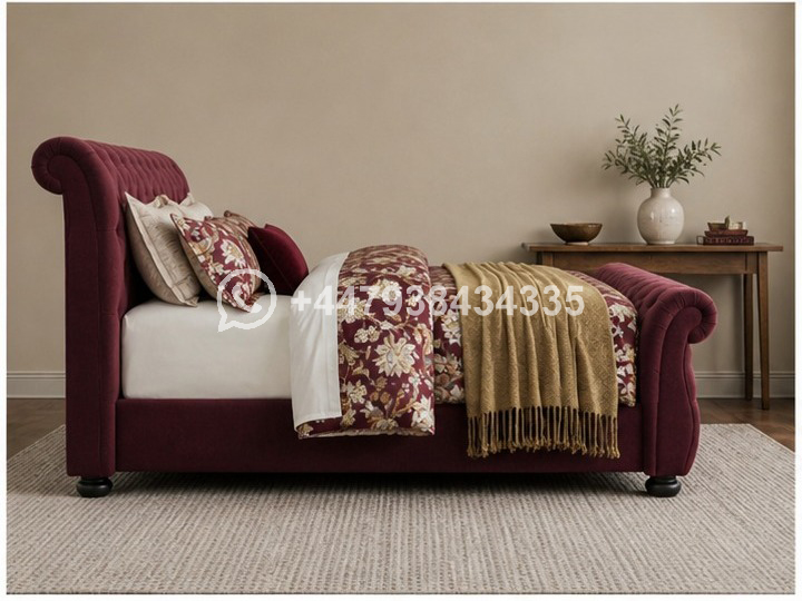 Sleigh Double Bed Frame - Image 2