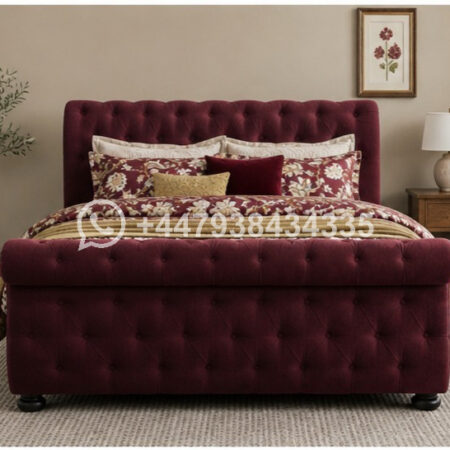 Premium Sleigh King Size Bed – Soft Upholstered Design