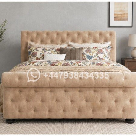 Super King Bed Frame Chenille – Soft Plush Finish