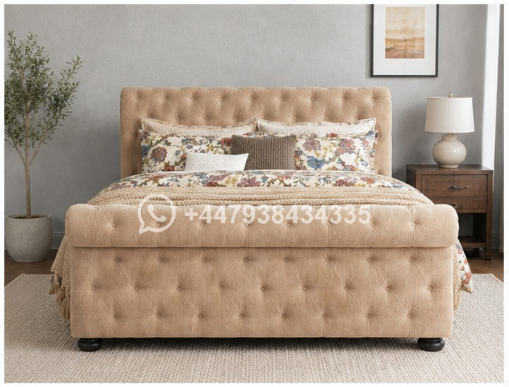 Super King Bed Frame Chenille – Soft Plush Finish