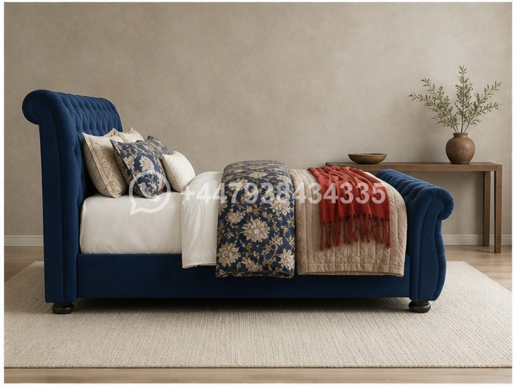 Sleigh Double Bed – Classic Luxury Bed - Image 2