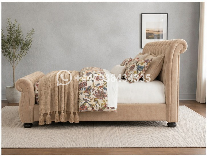 Super King Bed Frame Chenille – Soft Plush Finish - Image 2