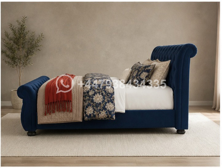 Sleigh Double Bed – Classic Luxury Bed - Image 3