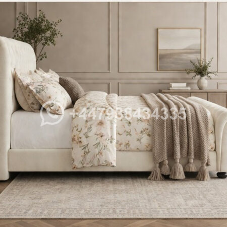 Luxury Sleigh Super King Size Bed with Upholstered Finish