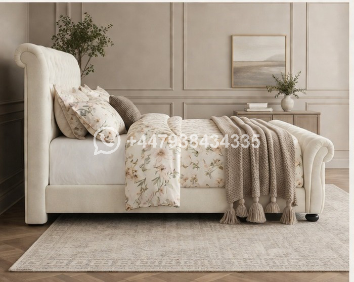 Sleigh King Size Bed Frame – Elegant Bedroom Furniture