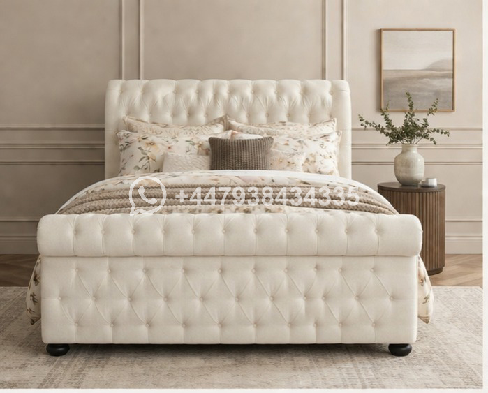 Sleigh King Size Bed Frame – Elegant Bedroom Furniture - Image 3