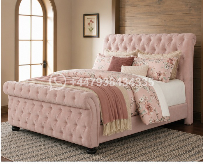 Luxury Upholstered Sleigh Double Bed