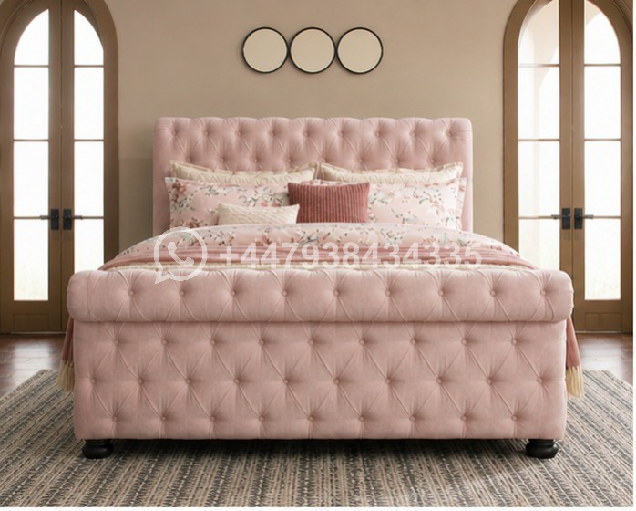 Luxury Upholstered Sleigh Double Bed - Image 4