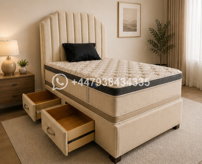 Modern King Size Divan Bed with Optional Mattress