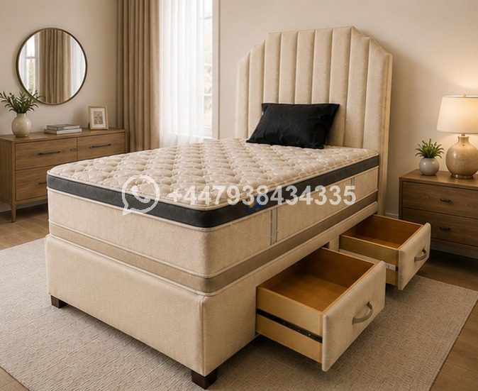 Double Divan Bed with Premium Fabric โ Bed Base with Storage - Image 4