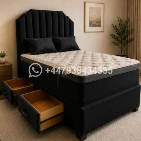 Double Divan Bed Base with Soft Padding – Double Bed with Mattress