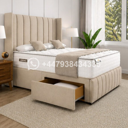 Double Divan Bed with Modern Upholstery – Double Divan Bed with Drawers