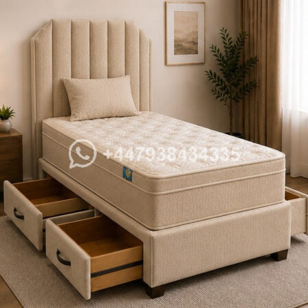 Single Divan Bed Luxury Upholstered – Bedroom Single Divan Bed with Drawers