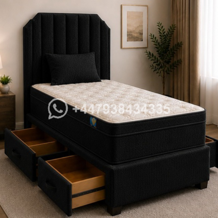 Single Divan Bed Base with Storage Features – Bedroom Single Divan Bed with Drawers