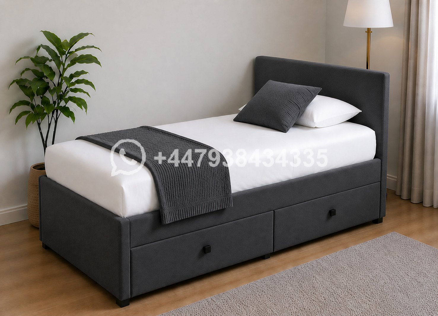 Single Divan Bed with 2 Storage Drawers - Image 3