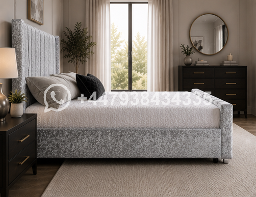 Panel King Size Bed – Elegant Fabric Upholstered Bed - Image 3