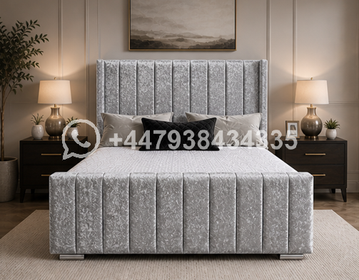 Panel King Size Bed – Elegant Fabric Upholstered Bed - Image 2