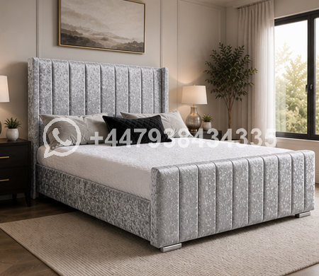 Panel King Size Bed – Elegant Fabric Upholstered Bed