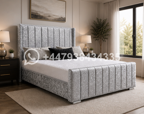Panel King Size Bed – Elegant Fabric Upholstered Bed