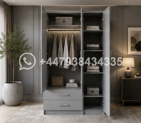 Modern Bedroom Closet with Drawers and Mirror – Elegant Home Wardrobe