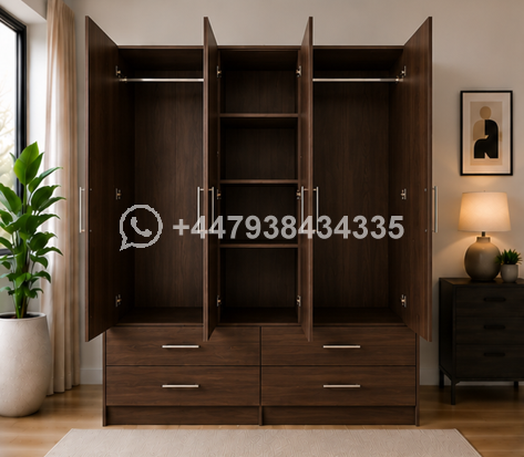 Luxury 4 Door Wardrobe with Spacious Drawers – Wardrobe with Drawers - Image 4