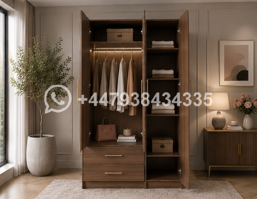 Modern Home Wardrobe with 2 Drawers & Mirror β Wardrobe with Mirror Panel