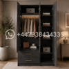 3 Door Wardrobe with 2 Drawers – Contemporary Wooden Closet with Mirror Finish