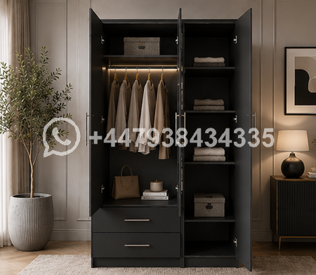 Elegant Storage Wardrobe with 1 Mirror Door – Modern Closet Cabinet with Drawers & Mirror