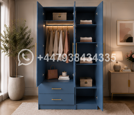 Modern 3 Door Wardrobe with 2 Drawers and 1 Mirror – Wardrobe with Drawers