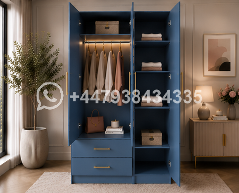Modern 3 Door Wardrobe with 2 Drawers and 1 Mirror β Wardrobe with Drawers