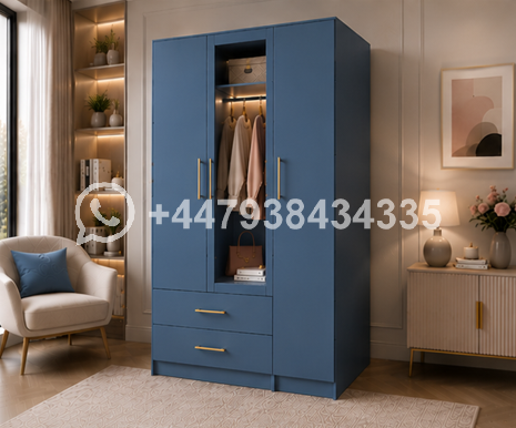 Modern 3 Door Wardrobe with 2 Drawers and 1 Mirror β Wardrobe with Drawers - Image 2