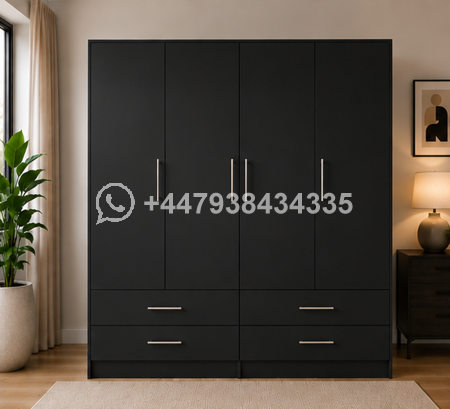 4 Door Bedroom Wardrobe with 4 Storage Drawers