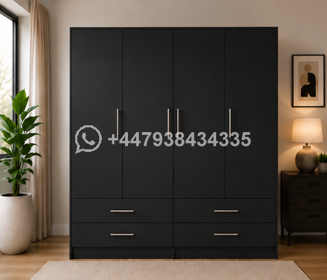 4 Door Bedroom Wardrobe with 4 Storage Drawers