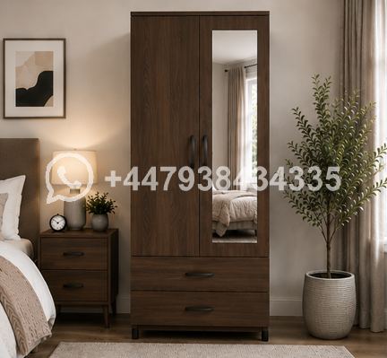 Sleek 2 Door Wardrobe Organizer with Mirror – Multi Storage 2 Door Wardrobe